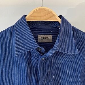 blue Armani linen blend men's shirt, size small